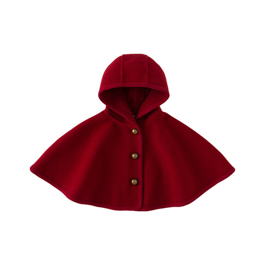 Dave&Bella Toddler Autumn Girls Red Shawl Outdoor Windproof Hodded Capes Coat