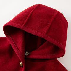 Dave&Bella Toddler Autumn Girls Red Shawl Outdoor Windproof Hodded Capes Coat
