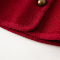 Dave&Bella Toddler Autumn Girls Red Shawl Outdoor Windproof Hodded Capes Coat