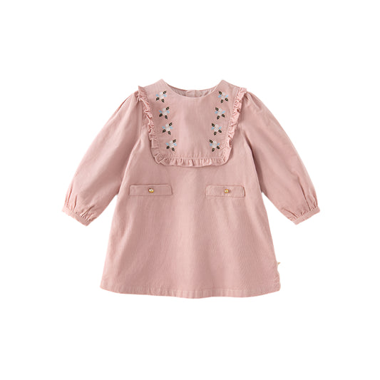 Dave&Bella Toddler Girls Autumn Sweet Cotton Grey Pink Corduroy A-line Dress