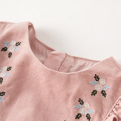 Dave&Bella Toddler Girls Autumn Sweet Cotton Grey Pink Corduroy A-line Dress