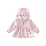 Dave&Bella Girls Toddler Sweet Purple Rabbit Ears Hooded Jacket(wallet bag)