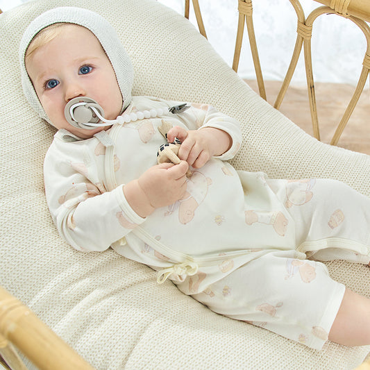 Dave&Bella Newborn/Baby Girls/Boys Playful Multi-print Indoor Breathable Cotton Rompers