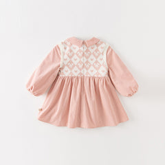 Dave&Bella Toddler Girls Autumn Cute Grey Pink Versatile A-line Dress