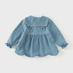 Dave&Bella Children Girls Spring Denim Rabbit Ears Collar Jacket