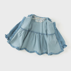 Dave&Bella Children Girls Spring Denim Rabbit Ears Collar Jacket