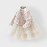 Dave&Bella Toddler Girls Elegance Light Pink Coat  A-line Mesh Dress Set