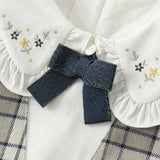Dave&Bella Toddler Girls Breathable Cotton Grey White Plaid Party Dress
