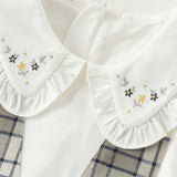 Dave&Bella Toddler Girls Breathable Cotton Grey White Plaid Party Dress