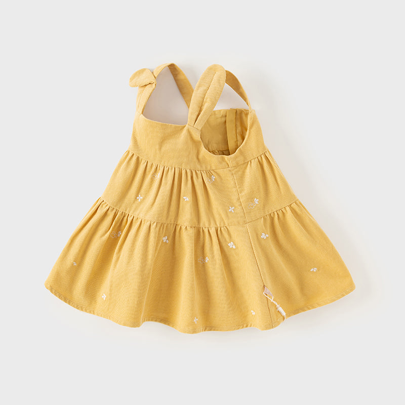 Dave&Bella Toddler Girls Casual Cotton Yellow Suspender Dress