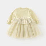 Dave&Bella Toddler Girls Classic Yellow Mesh A-line Dress