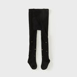 Dave&Bella Toddler Girls Black Star Print Footed Tights Leggings