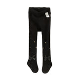 Dave&Bella Toddler Girls Black Star Print Footed Tights Leggings