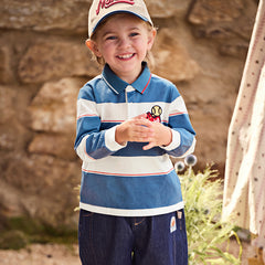 Dave & Bella Kids Cotton Polo Shirt – Long Sleeve Striped Tee