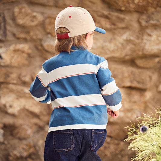 Dave & Bella Kids Cotton Polo Shirt – Long Sleeve Striped Tee