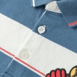 Dave&Bella Toddler Boys Casual Blue Striped Breathable Cotton long-sleeved Polos