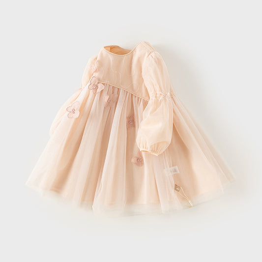 Dave&Bella Toddler Girls Autumn Charming Light Pink Mesh Princess Dress