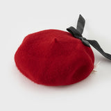 Dave&Bella Toddler Girls Cherry Red Elegant Beret Hat