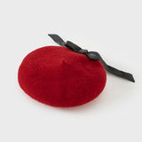 Dave&Bella Toddler Girls Cherry Red Elegant Beret Hat