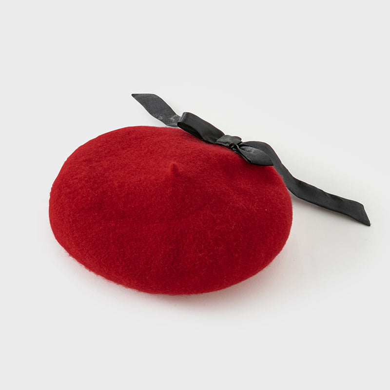 Dave&Bella Toddler Girls Cherry Red Elegant Beret Hat