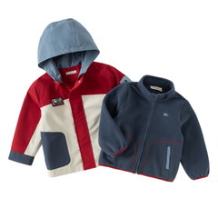 Dave&Bella Toddler Boys/Girls Red/Rose Hooded Detachable Fleece Liner Jackets