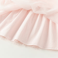 Dave&Bella Toddler Girls Sweet Pink Floral Lace Collor Chinese-style Mesh Dress