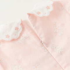 Dave&Bella Toddler Girls Sweet Pink Floral Lace Collor Chinese-style Mesh Dress