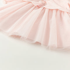 Dave&Bella Toddler Girls Sweet Pink Floral Lace Collor Chinese-style Mesh Dress