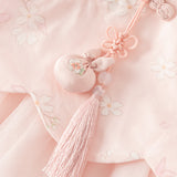 Dave&Bella Toddler Girls Sweet Pink Floral Lace Collar Chinese-style Mesh Dress