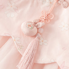 Dave&Bella Toddler Girls Sweet Pink Floral Lace Collor Chinese-style Mesh Dress