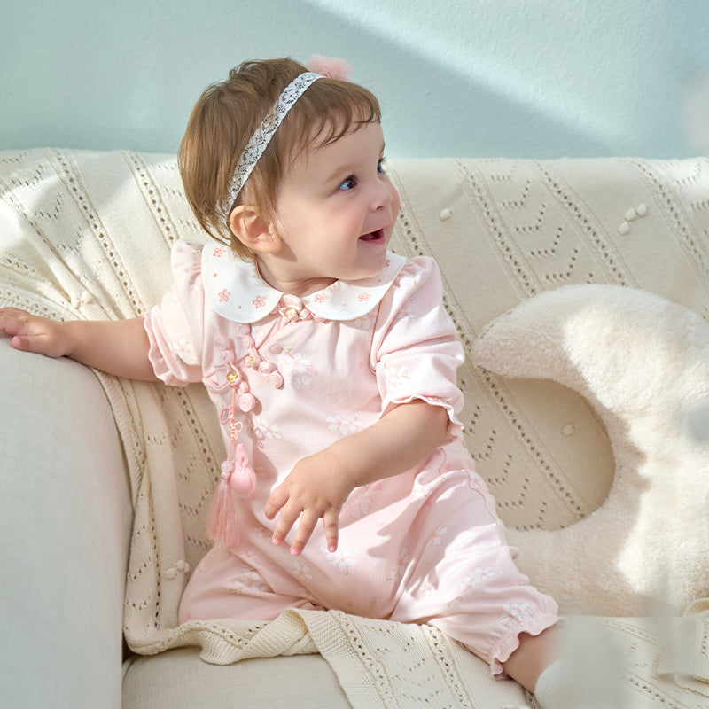 Dave&Bella Baby Girl Newborn Casual Cotton Floral Romper Jumpsuit