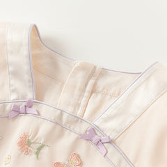 Dave&Bella Toddler Girls Grey Purple Chinese-style A-line Soft Mesh Dress