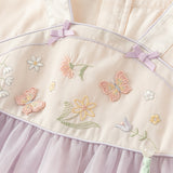 Dave&Bella Toddler Girls Grey Purple Chinese-style A-line Soft Mesh Dress