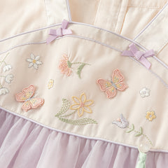 Dave&Bella Toddler Girls Grey Purple Chinese-style A-line Soft Mesh Dress