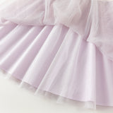 Dave&Bella Toddler Girls Grey Purple Chinese-style A-line Soft Mesh Dress