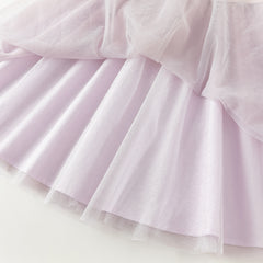 Dave&Bella Toddler Girls Grey Purple Chinese-style A-line Soft Mesh Dress