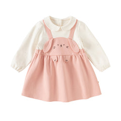 Dave&Bella Toddler Girls Autumn Milk White/Pearl Pink Adorable Party Dress