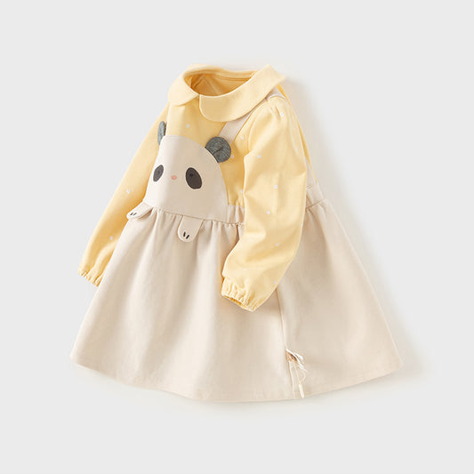 Dave&Bella Toddler Girls Autumn Milk White/Pearl Pink Adorable Party Dress