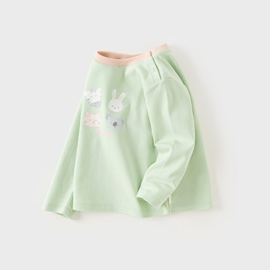 Dave&Bella Children Girls Boys Spring Cotton Cartoon T-shirt Tops Green