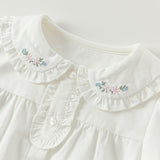 Dave&Bella Toddler Girls Blue/White Cotton Sweet Doll Collar Shirts Tops