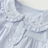 Dave&Bella Toddler Girls Blue/White Cotton Sweet Doll Collar Shirts Tops