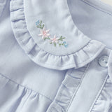 Dave&Bella Toddler Girls Blue/White Cotton Sweet Doll Collar Shirts Tops