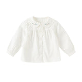 Dave&Bella Toddler Girls Blue/White Cotton Sweet Doll Collar Shirts Tops