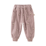 Dave&Bella Toddler Girls Purple Print Breathable Loose Drawstring Pants