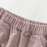 Dave&Bella Toddler Girls Purple Print Breathable Loose Drawstring Pants