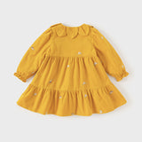 Dave&Bella Toddler Girls Dress Yellow Cotton Corduroy Princess Dress