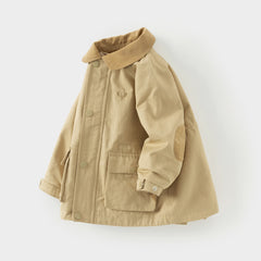 Dave&Bella Toddler Boys Autumn Khaki Warm Long Sleeve Jacket