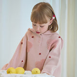 Dave&Bella Toddler Girls Grey Pink  Knit hooded Cape-style Sweater Tops