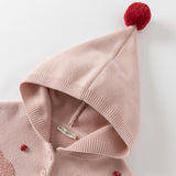 Dave&Bella Toddler Girls Grey Pink  Knit hooded Cape-style Sweater Tops
