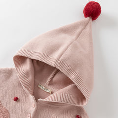 Dave&Bella Toddler Girls Autumn Grey Pink  Knit hooded Cape Top
